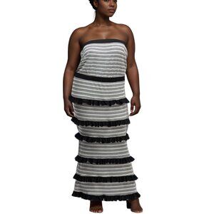 🖤 Plus Size Tiered Ruffle Trim Maxi Dress – Elegant & Chic